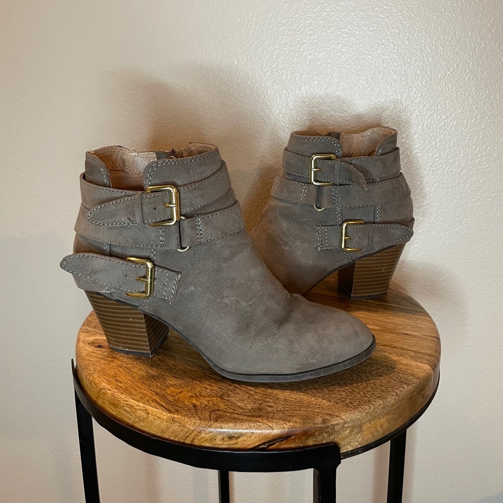 Gray Suede Booties